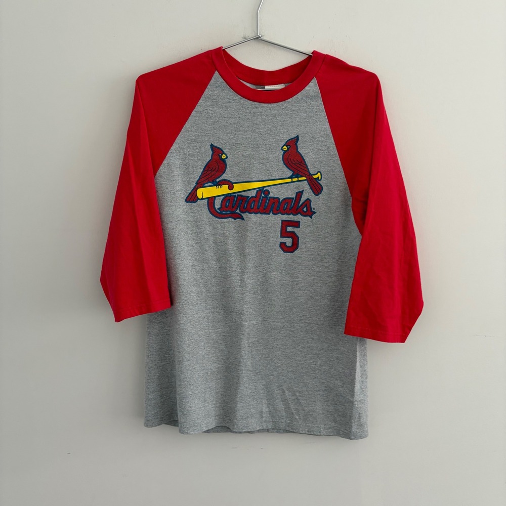 Lee Sport Albert Pujols St Louis Cardinals Raglan Baseball Shirt Grey Red Medium